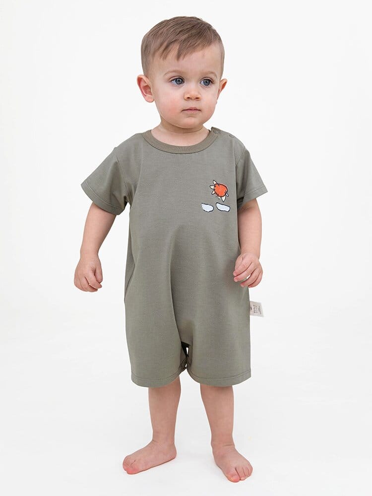 Graphic Printed Lyocell Cotton Romper イラスト 半袖ロンパース【mh0013101】 RICE & SKY 半袖ロンパース