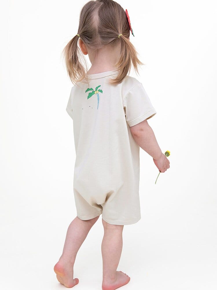 Graphic Printed Lyocell Cotton Romper イラスト 半袖ロンパース【mh0013101】 RICE & SKY 半袖ロンパース