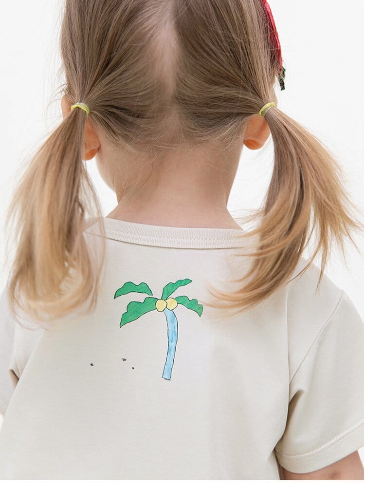 Graphic Printed Lyocell Cotton Romper イラスト 半袖ロンパース【mh0013101】 RICE & SKY 半袖ロンパース