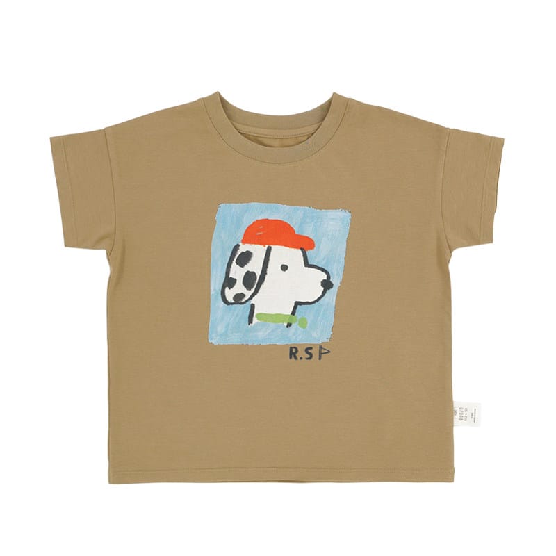 Graphic Printed Lyocell Cotton T-shirt イラスト 半袖Tシャツ【mh0013100】 Earthy Puppy Expedition / 80cm RICE & SKY 半袖Tシャツ