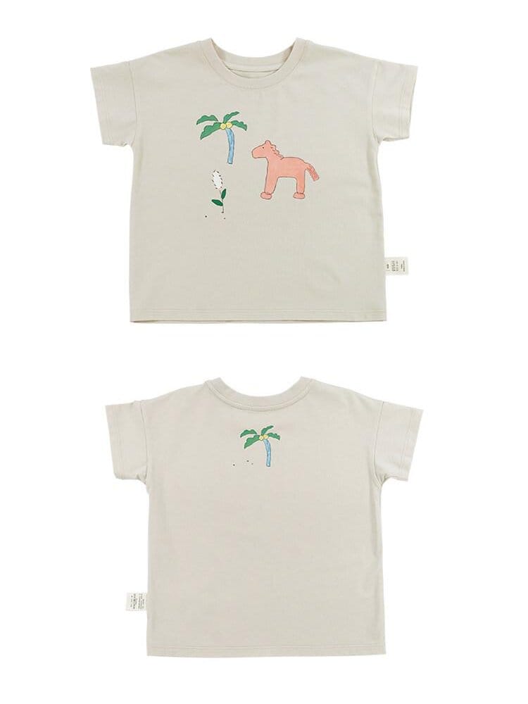 Graphic Printed Lyocell Cotton T-shirt イラスト 半袖Tシャツ【mh0013100】 RICE & SKY 半袖Tシャツ