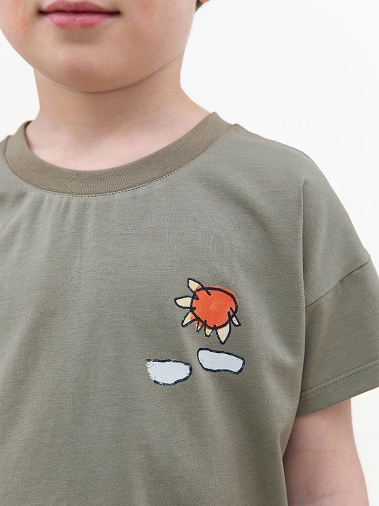 Graphic Printed Lyocell Cotton T-shirt イラスト 半袖Tシャツ【mh0013100】 RICE & SKY 半袖Tシャツ