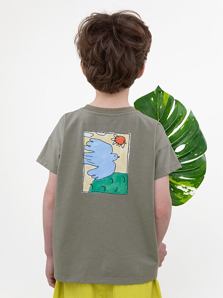 Graphic Printed Lyocell Cotton T-shirt イラスト 半袖Tシャツ【mh0013100】 RICE & SKY 半袖Tシャツ