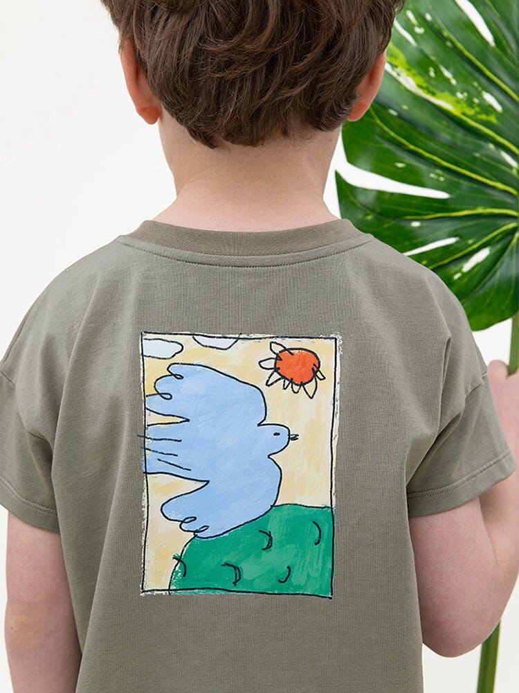 Graphic Printed Lyocell Cotton T-shirt イラスト 半袖Tシャツ【mh0013100】 RICE & SKY 半袖Tシャツ