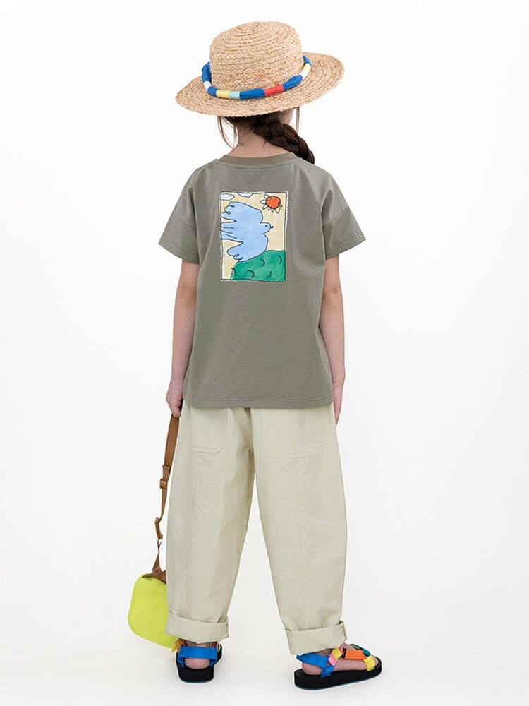 Graphic Printed Lyocell Cotton T-shirt イラスト 半袖Tシャツ【mh0013100】 RICE & SKY 半袖Tシャツ