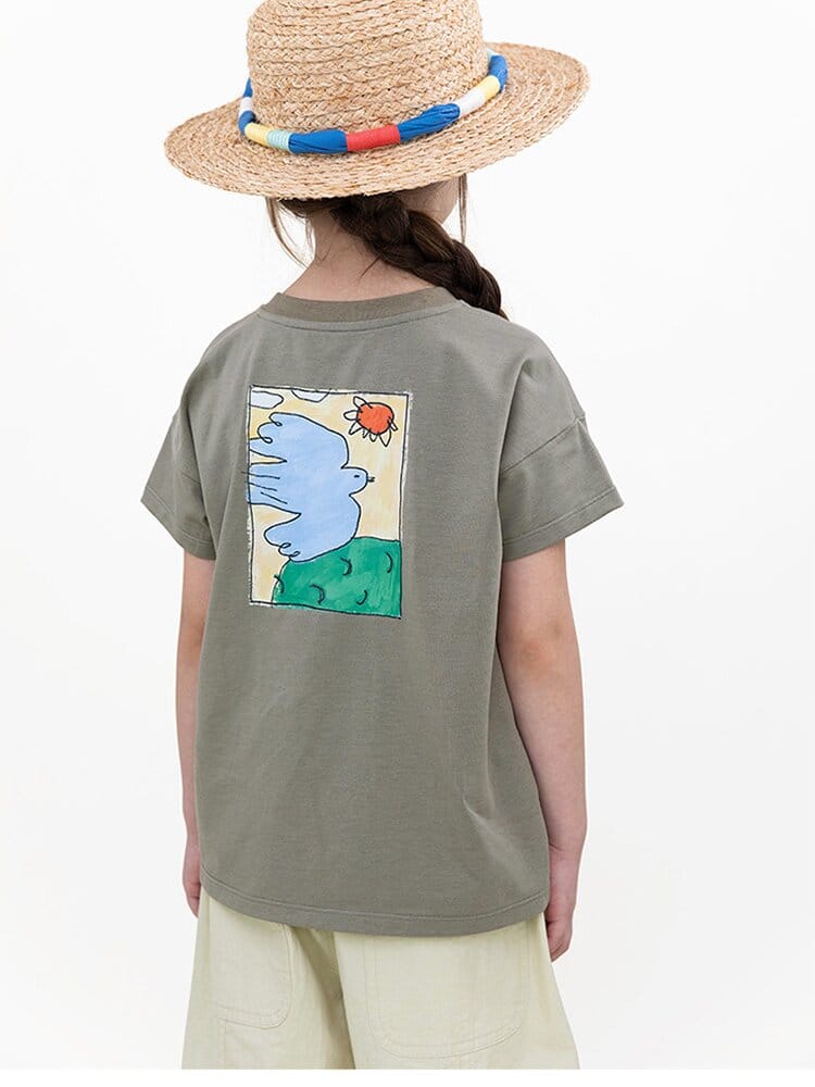 Graphic Printed Lyocell Cotton T-shirt イラスト 半袖Tシャツ【mh0013100】 RICE & SKY 半袖Tシャツ