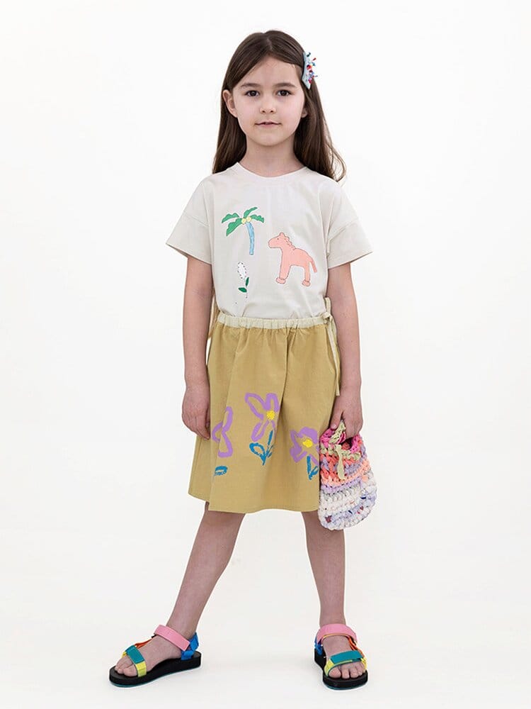 Graphic Printed Lyocell Cotton T-shirt イラスト 半袖Tシャツ【mh0013100】 RICE & SKY 半袖Tシャツ