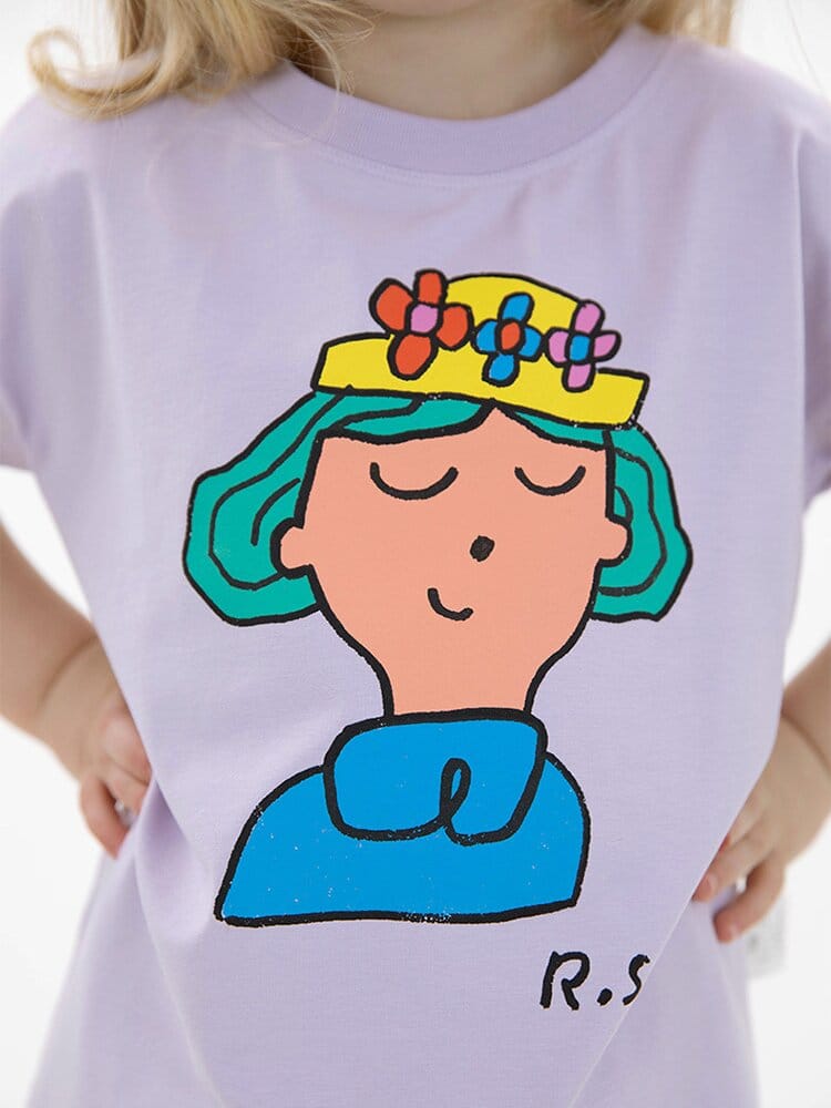 Graphic Printed Lyocell Cotton T-shirt イラスト 半袖Tシャツ【mh0013100】 RICE & SKY 半袖Tシャツ