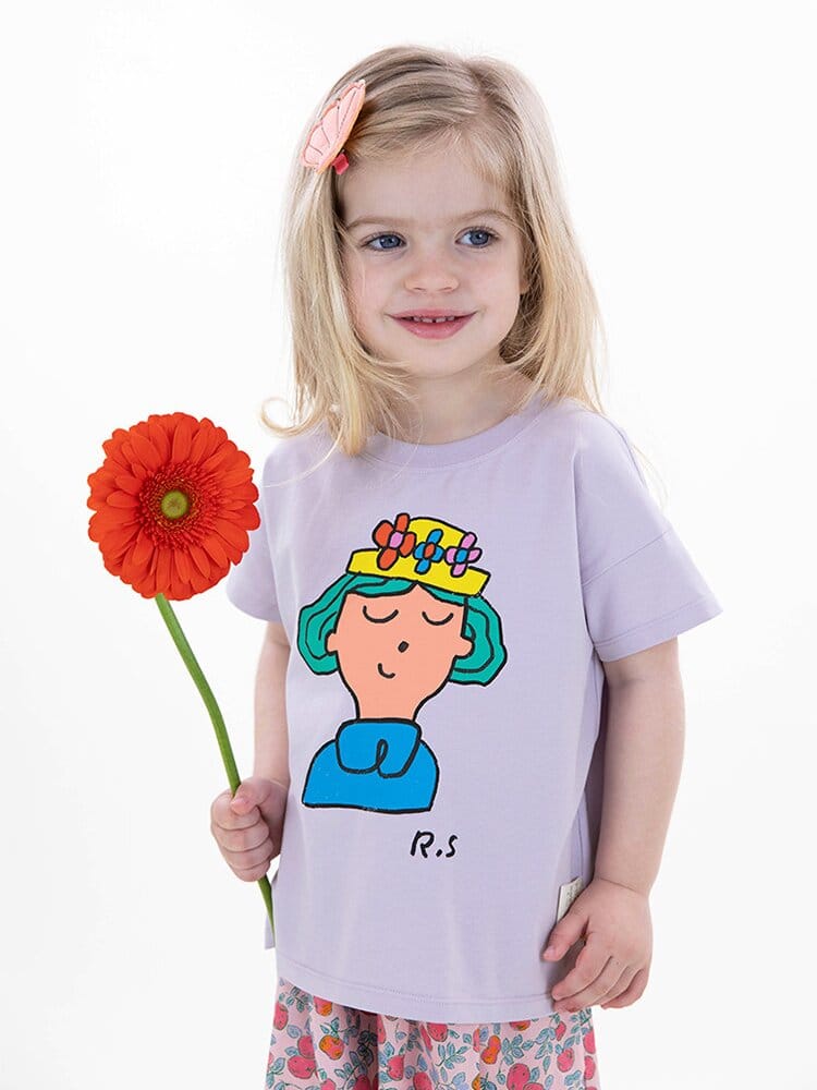 Graphic Printed Lyocell Cotton T-shirt イラスト 半袖Tシャツ【mh0013100】 RICE & SKY 半袖Tシャツ