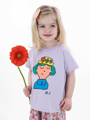 Graphic Printed Lyocell Cotton T-shirt イラスト 半袖Tシャツ【mh0013100】 RICE & SKY 半袖Tシャツ