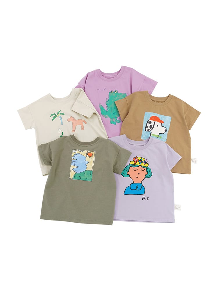 Graphic Printed Lyocell Cotton T-shirt イラスト 半袖Tシャツ【mh0013100】 RICE & SKY 半袖Tシャツ