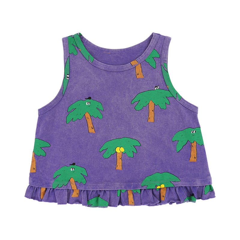 Graphic Sleeveless Tee ラッフル ノースリーブTシャツ【mh0013083】 Purple / 100cm RICE & SKY タンクトップ・キャミソール・ノースリーブトップス