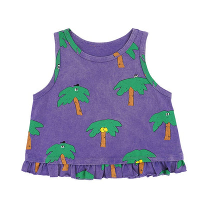 Graphic Sleeveless Tee ラッフル ノースリーブTシャツ【mh0013083】 Purple / 100cm RICE & SKY タンクトップ・キャミソール・ノースリーブトップス