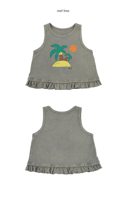 Graphic Sleeveless Tee ラッフル ノースリーブTシャツ【mh0013083】 RICE & SKY タンクトップ・キャミソール・ノースリーブトップス