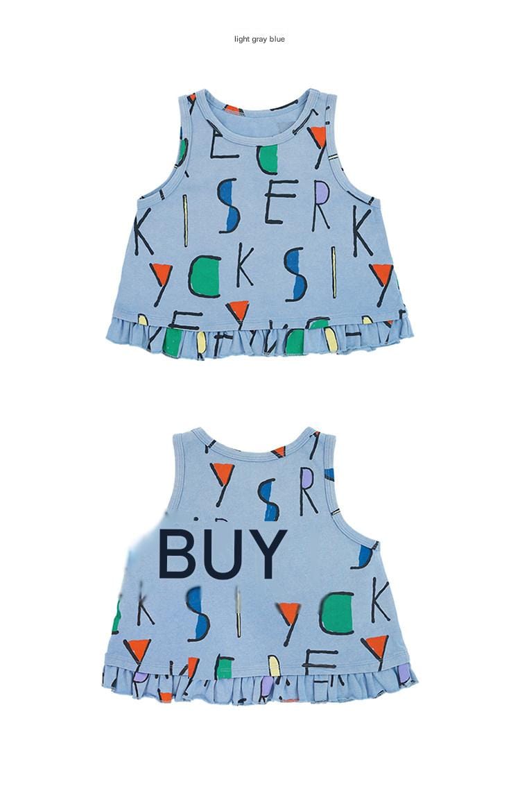 Graphic Sleeveless Tee ラッフル ノースリーブTシャツ【mh0013083】 RICE & SKY タンクトップ・キャミソール・ノースリーブトップス