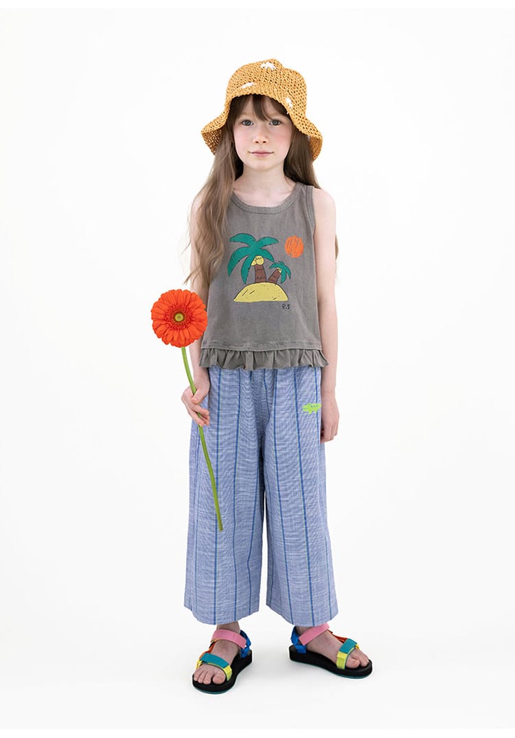 Graphic Sleeveless Tee ラッフル ノースリーブTシャツ【mh0013083】 RICE & SKY タンクトップ・キャミソール・ノースリーブトップス