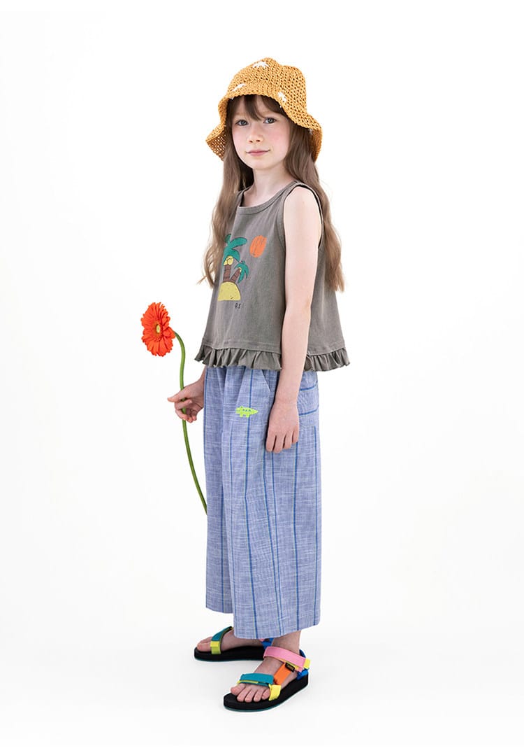 Graphic Sleeveless Tee ラッフル ノースリーブTシャツ【mh0013083】 RICE & SKY タンクトップ・キャミソール・ノースリーブトップス