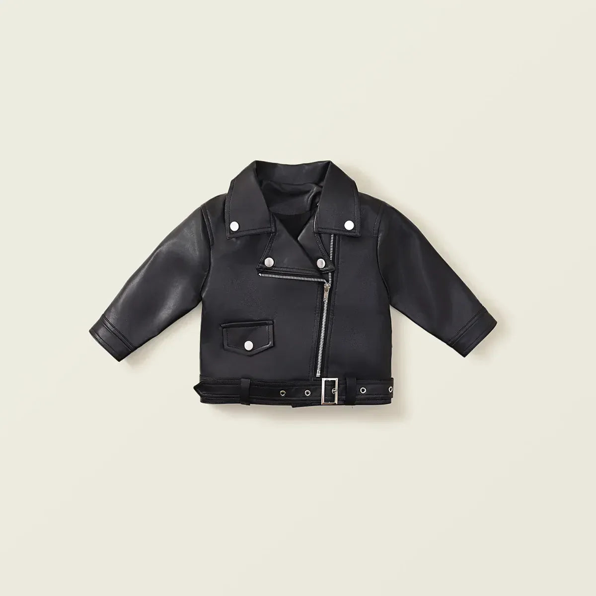 ショートコート・ジャケット・ジャンパー Black / 90cm 1-2y キッズアウター フェイクレザーライダースジャケットコート ブラック【mh0007497】