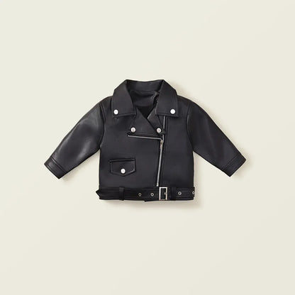 ショートコート・ジャケット・ジャンパー Black / 90cm 1-2y キッズアウター フェイクレザーライダースジャケットコート ブラック【mh0007497】