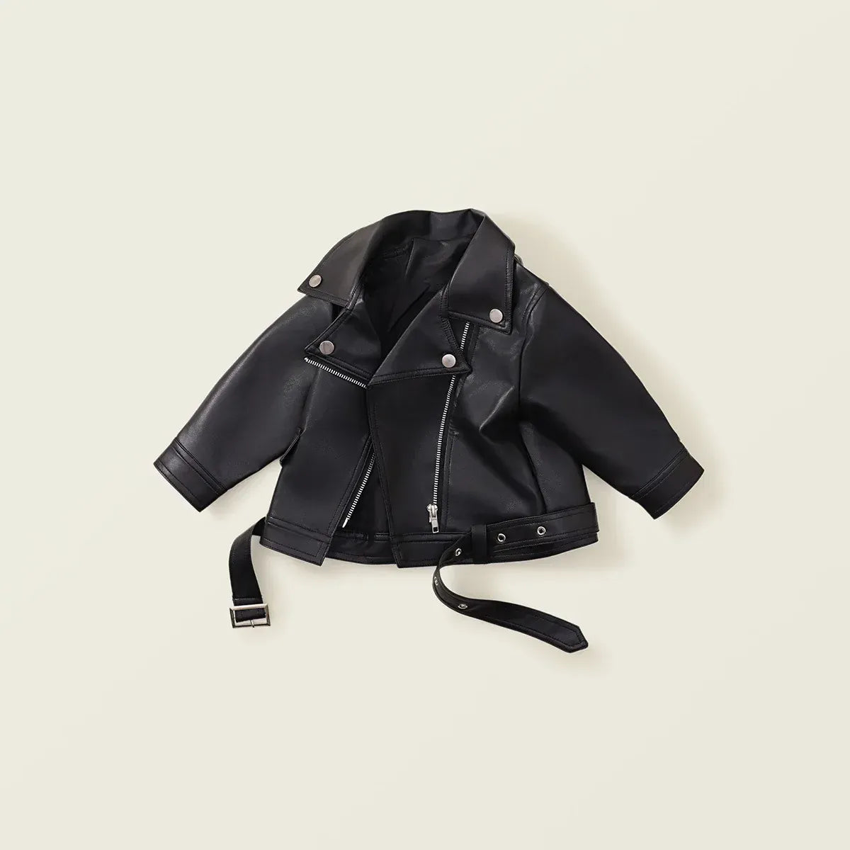 ショートコート・ジャケット・ジャンパー キッズアウター フェイクレザーライダースジャケットコート ブラック【mh0007497】