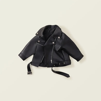 ショートコート・ジャケット・ジャンパー キッズアウター フェイクレザーライダースジャケットコート ブラック【mh0007497】