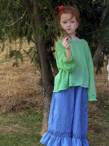 Green Ice Silk Sun-Protection Knitted Top シアー 長袖サマーセーター【mh0013405】 Jianzidan 長袖Tシャツ