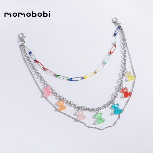 Gummy Bear Multi-Chain Accessory 安全ピン ベア 3連チェーン ネックレス【mh0013009】 Multi Color / One Size momobobi ベビーキッズその他アクセサリー