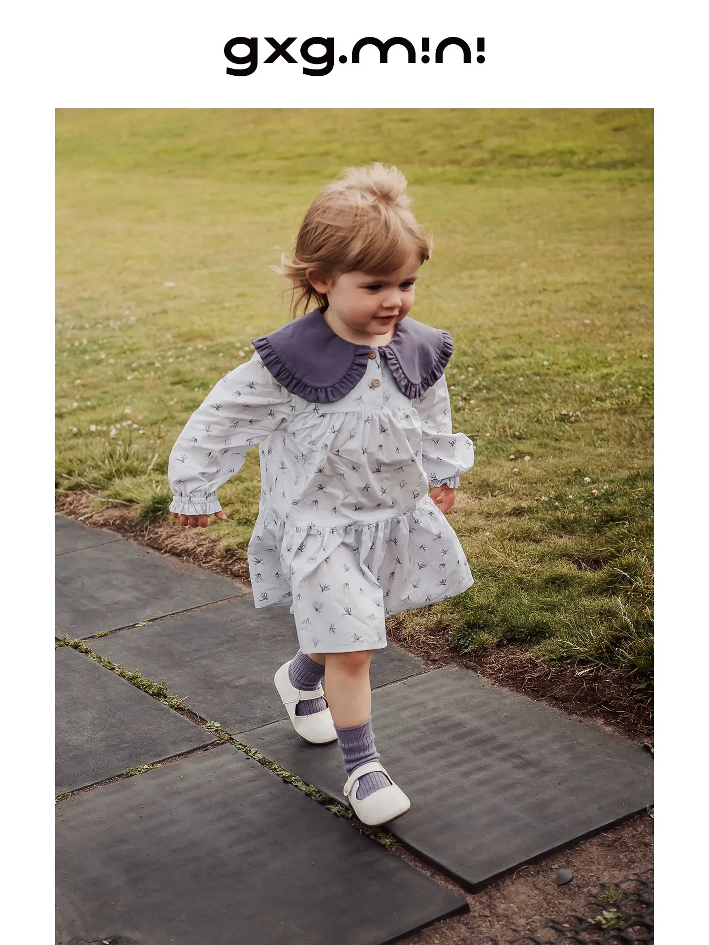 長袖ワンピース 長袖ワンピース 綿100% ビッグカラー 小花柄 プリンセスライン【mh0011333】