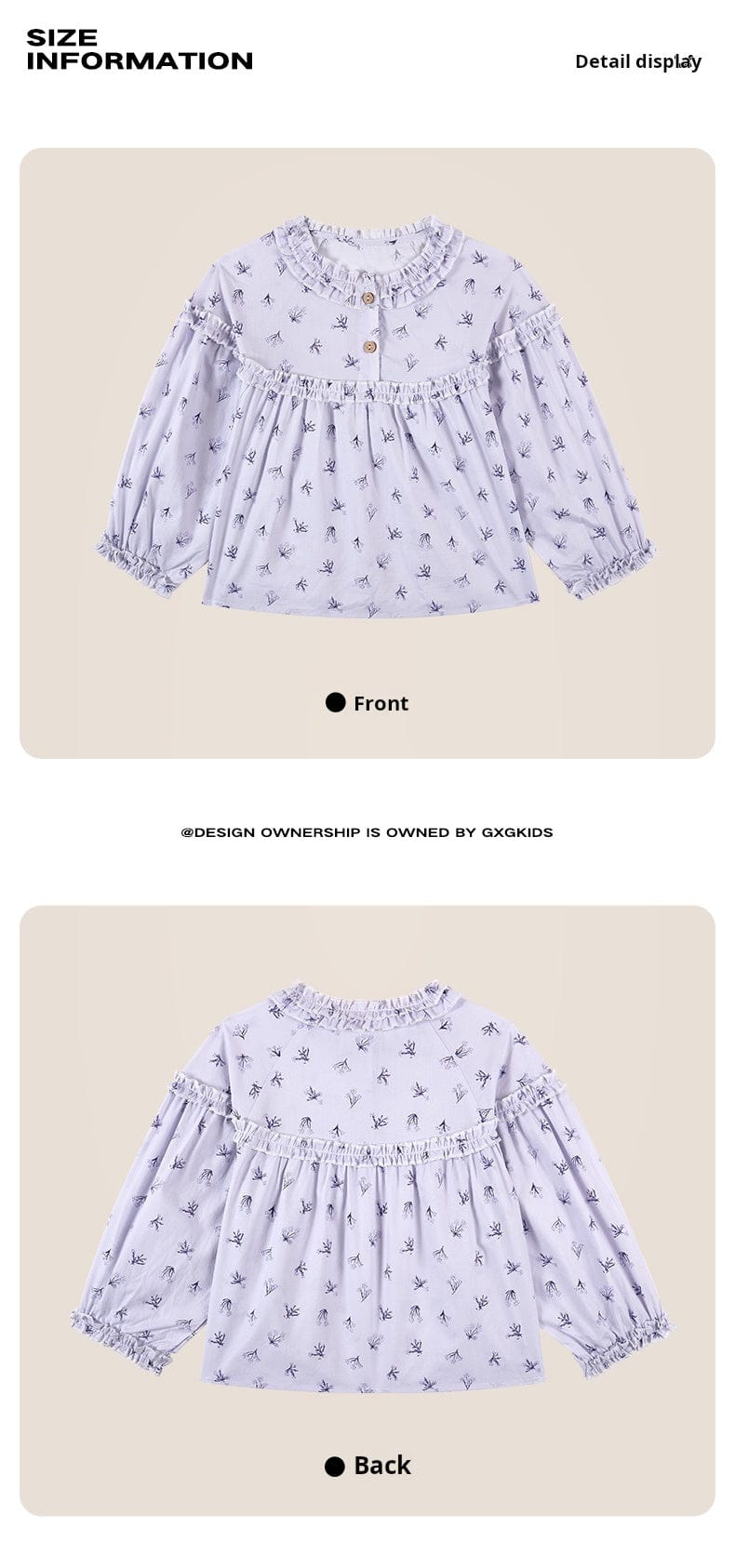 長袖シャツ・ブラウス 長袖ブラウス 綿100% 小花柄 フリルネック ゆるシルエット【mh0011334】