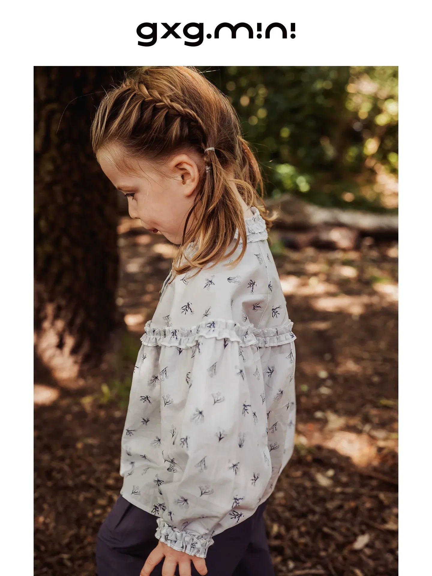 長袖シャツ・ブラウス 長袖ブラウス 綿100% 小花柄 フリルネック ゆるシルエット【mh0011334】