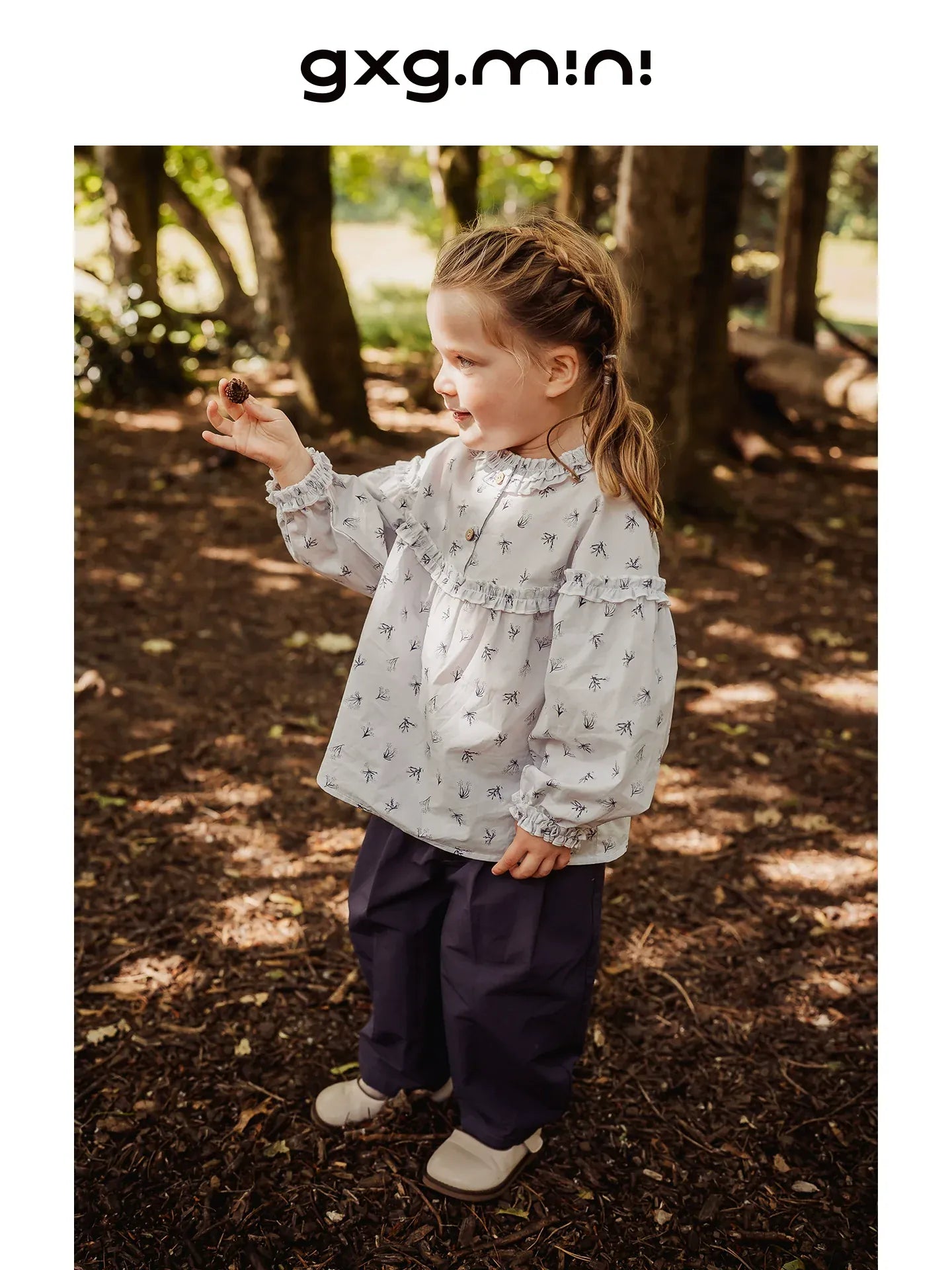 長袖シャツ・ブラウス 長袖ブラウス 綿100% 小花柄 フリルネック ゆるシルエット【mh0011334】