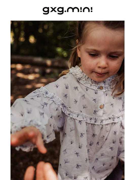 長袖シャツ・ブラウス 長袖ブラウス 綿100% 小花柄 フリルネック ゆるシルエット【mh0011334】