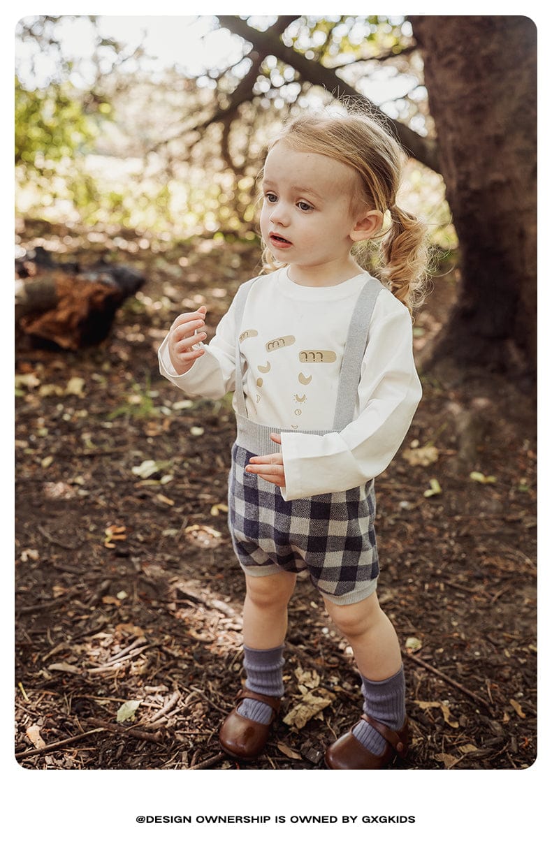 サロペットパンツ・サスペンダーパンツ ニットブルマ 綿100% チェック柄 サロペット サス付きパンツ ベビー【mh0011338】