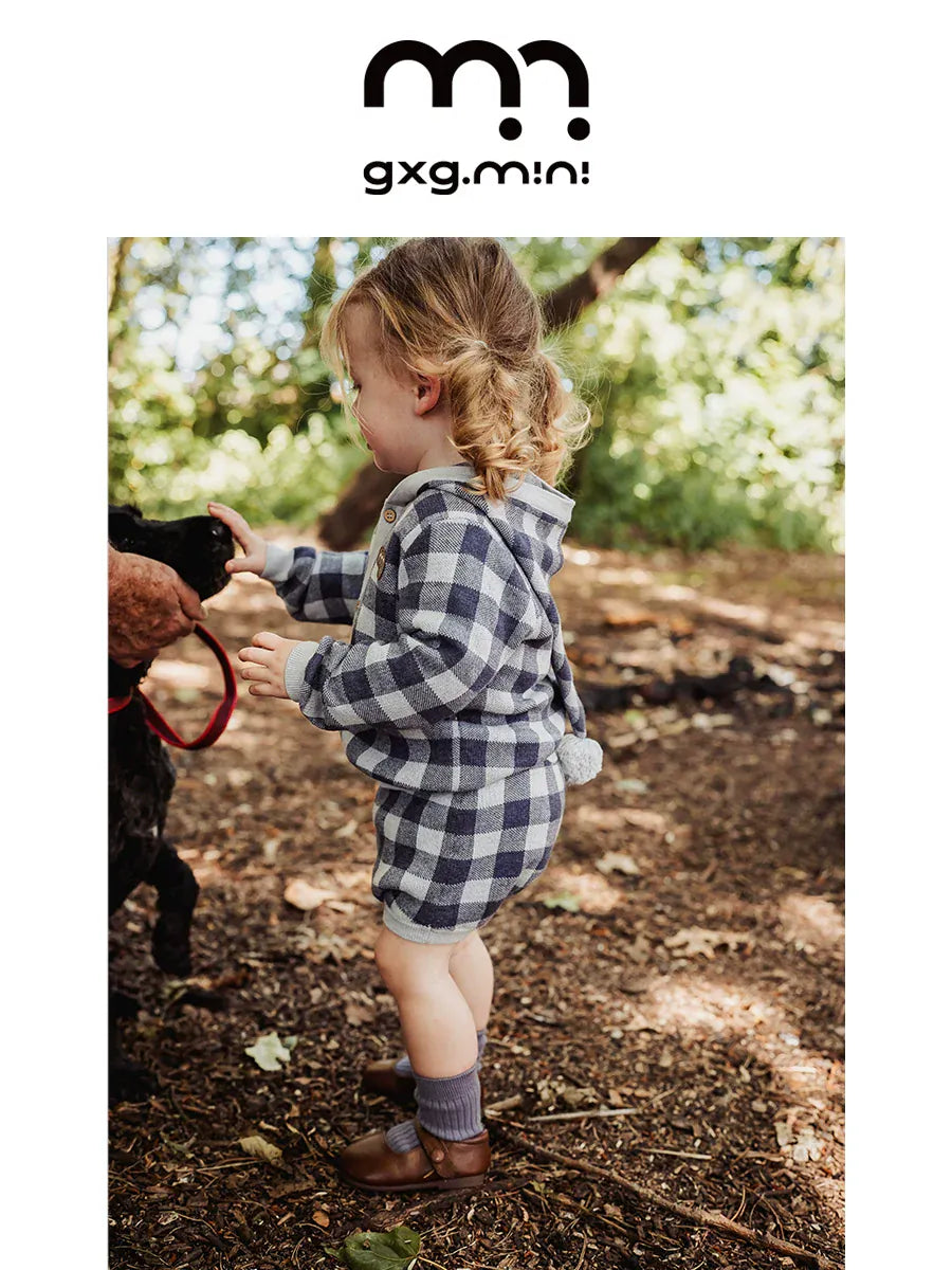 サロペットパンツ・サスペンダーパンツ ニットブルマ 綿100% チェック柄 サロペット サス付きパンツ ベビー【mh0011338】