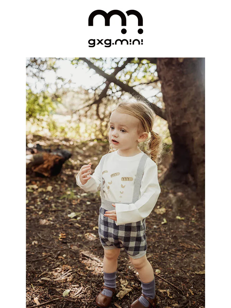 サロペットパンツ・サスペンダーパンツ ニットブルマ 綿100% チェック柄 サロペット サス付きパンツ ベビー【mh0011338】