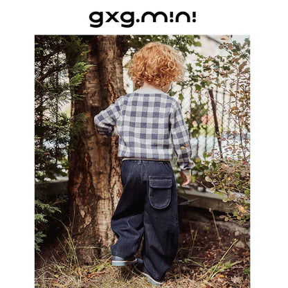 ニット・セーター 長袖ニットセーター 綿100% チェック柄 クルーネック シンプル【mh0011341】