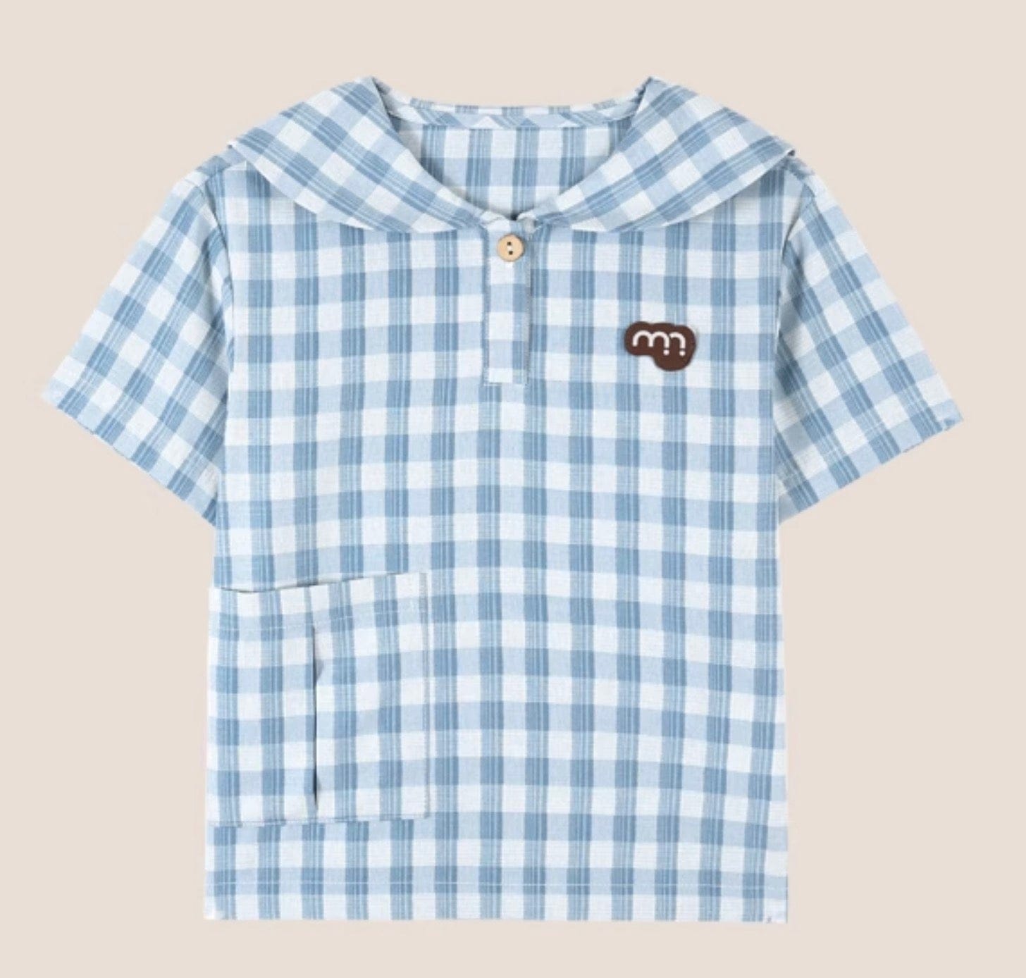 半袖シャツ・ブラウス Blue Gray / 90cm navy collar plaid top【mh0009513】