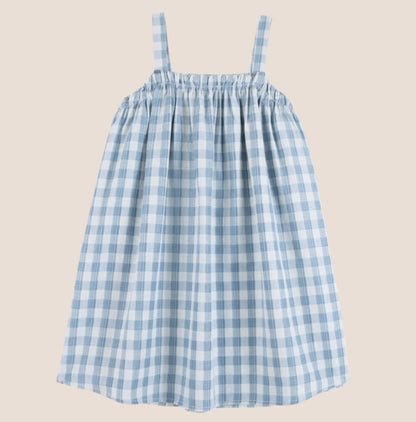 ノースリーブワンピース Blue Gray / 90cm plaid suspender skirt【mh0009516】