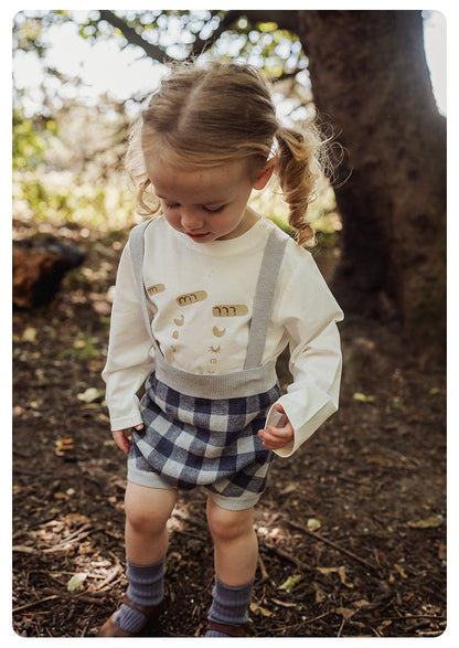 サロペットパンツ・サスペンダーパンツ Dark Purple / 73cm ニットブルマ 綿100% チェック柄 サロペット サス付きパンツ ベビー【mh0011338】