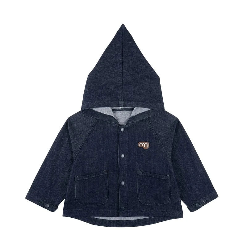 ショートコート・ジャケット・ジャンパー Denim Blue / 90cm 長袖ジャケット デニム素材 フード付き ポンチョ風 アウター【mh0011317】