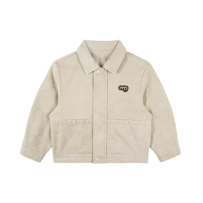 ショートコート・ジャケット・ジャンパー Khaki / 90cm 長袖アウター スタンドカラー 無地 シンプル ボタン【mh0011316】