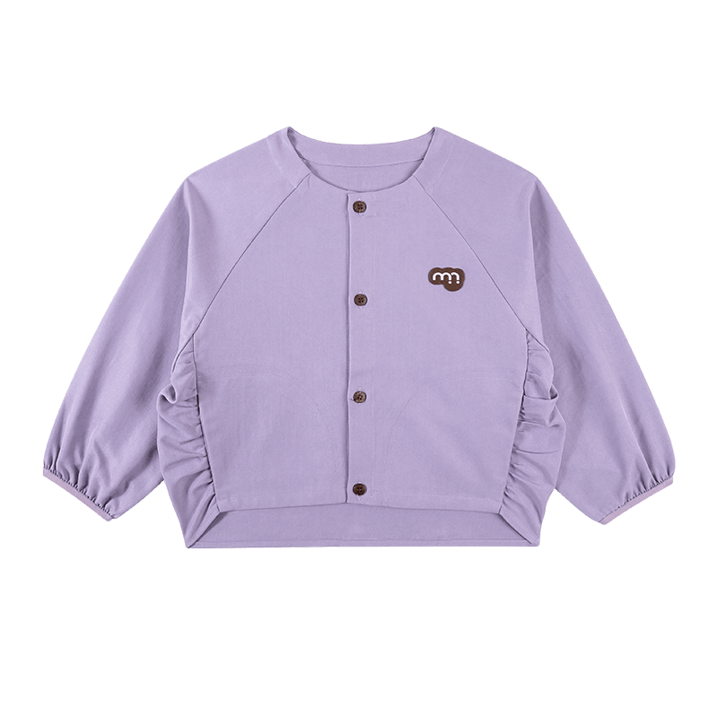カーディガン・パーカー Light Purple / 90cm 長袖カーディガンジャケット ノーカラー ラグラン袖 ギャザー ショート丈 ブルゾン【mh0011304】