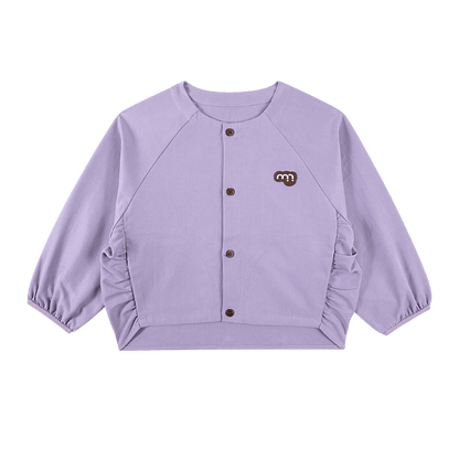 カーディガン・パーカー Light Purple / 90cm 長袖カーディガンジャケット ノーカラー ラグラン袖 ギャザー ショート丈 ブルゾン【mh0011304】
