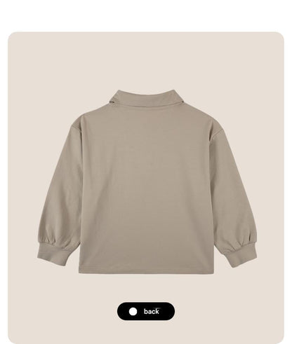 長袖シャツ・ブラウス 長袖ポロシャツ プルオーバー 無地 北欧風 ブラウス【mh0011308】