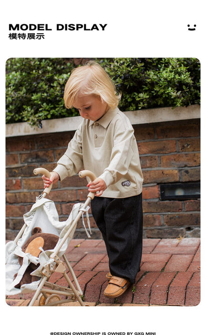 長袖シャツ・ブラウス 長袖ポロシャツ プルオーバー 無地 北欧風 ブラウス【mh0011308】