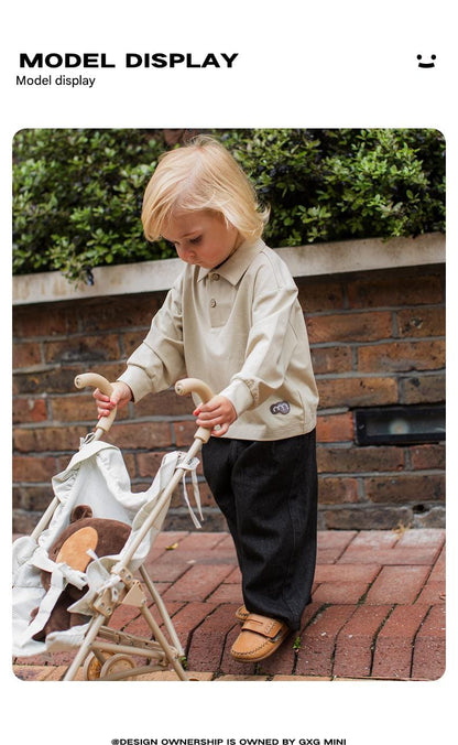 長袖シャツ・ブラウス 長袖ポロシャツ プルオーバー 無地 北欧風 ブラウス【mh0011308】