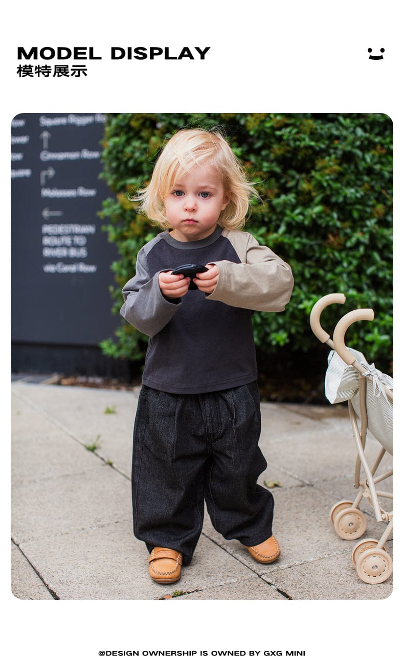 デニムパンツ ロングデニムパンツ ジーンズ素材 ストレート ゆるシルエット ゆったり【mh0011309】