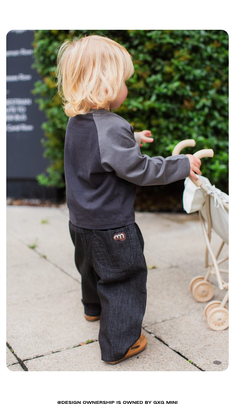 デニムパンツ ロングデニムパンツ ジーンズ素材 ストレート ゆるシルエット ゆったり【mh0011309】