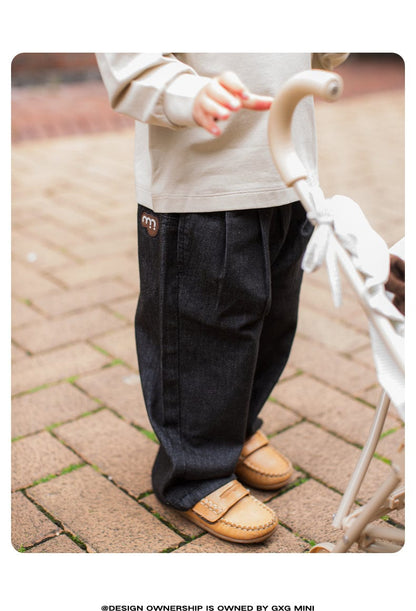 デニムパンツ ロングデニムパンツ ジーンズ素材 ストレート ゆるシルエット ゆったり【mh0011309】