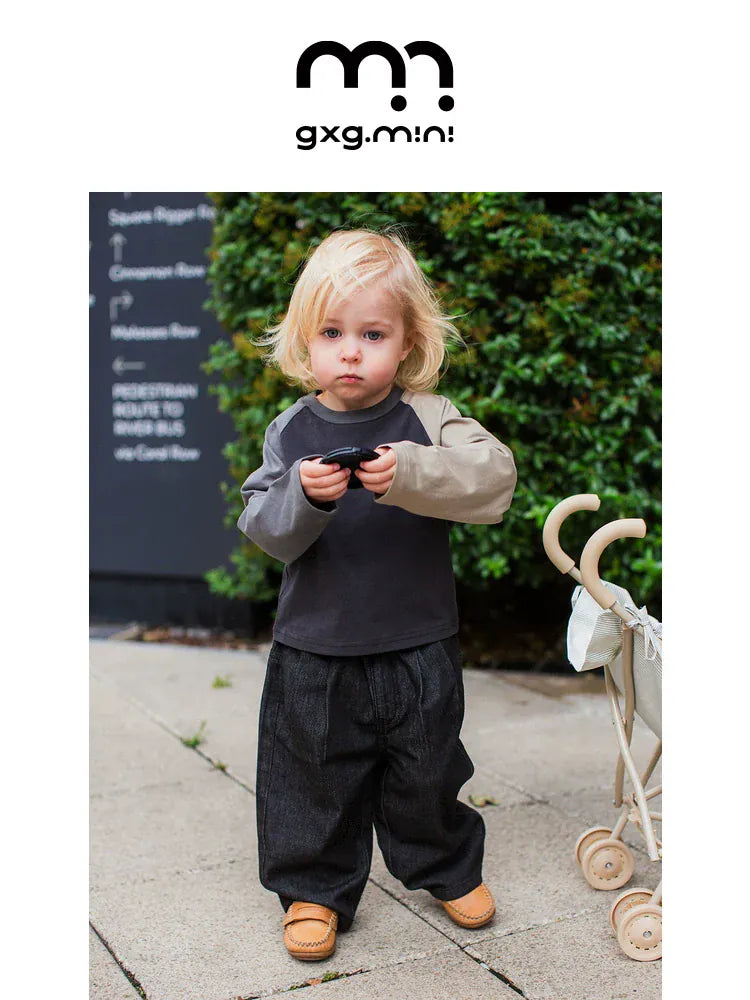 デニムパンツ ロングデニムパンツ ジーンズ素材 ストレート ゆるシルエット ゆったり【mh0011309】